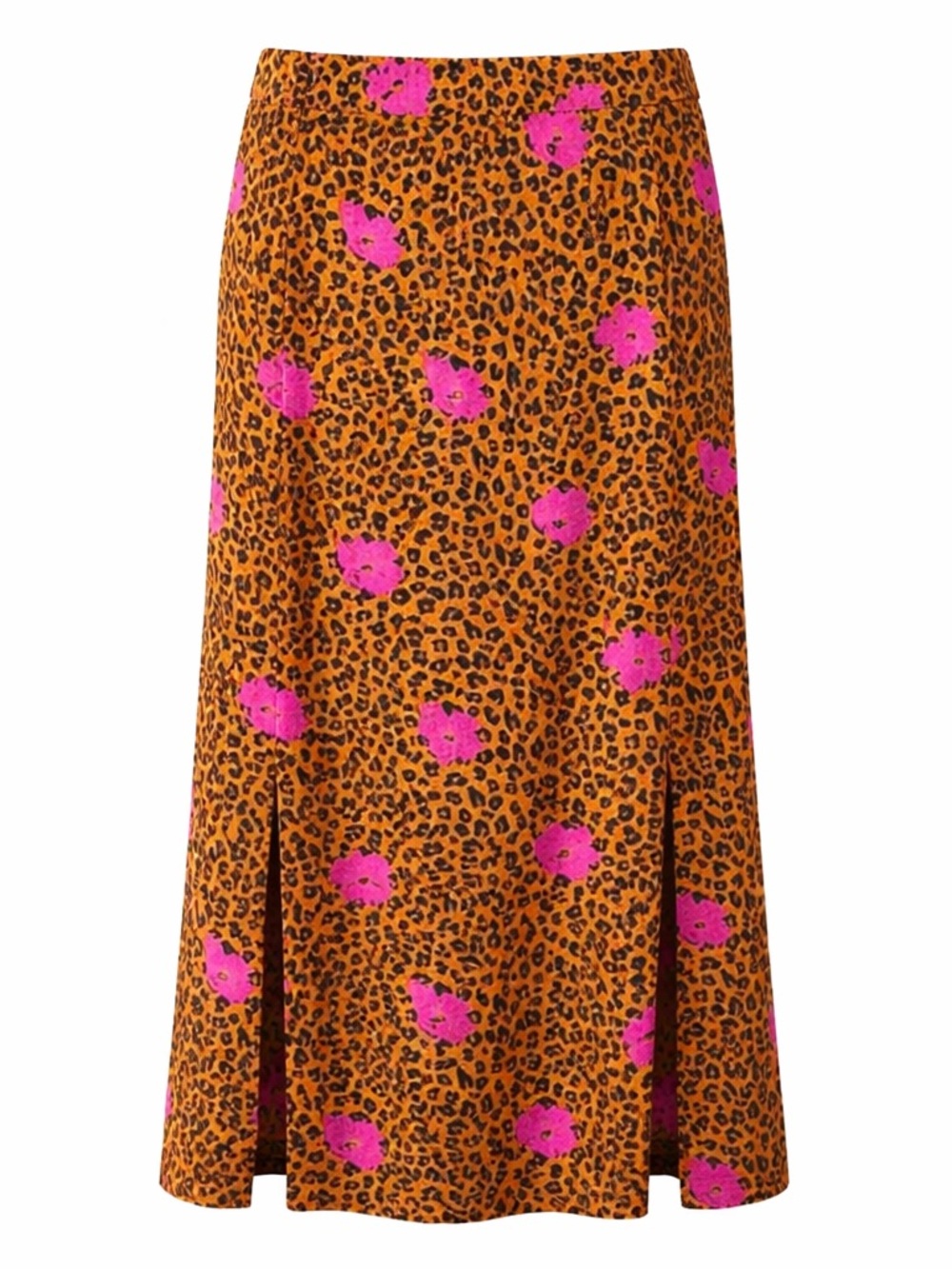 Elodie Leopard Floral Midi Skirt Slit Y2K‎ Coquette Indie Sleaze Chic-Sz Medium